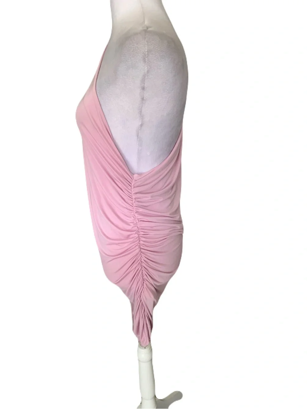 Anthropologie Women’s Plus Size 1X One-Shoulder Ruched Mini Dress in Light Pink